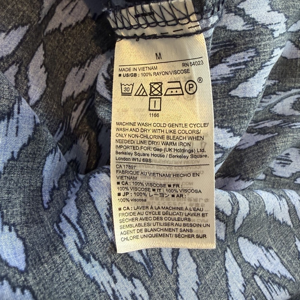 GAP Women's Blue Ikat Pattern Scoop Neck Sleeveless Tie Waist‎ Mini Dress Size M - Picture 6 of 8